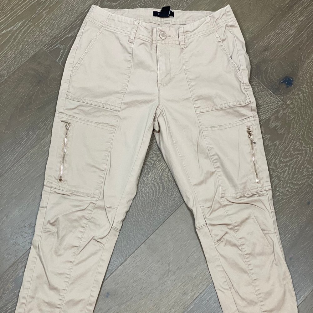 White House Black Market mid rise tan pants size 2
